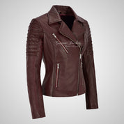 ROSETTA Ladies Biker Leather Jacket Soft Lambskin Napa Leather