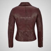 ROSETTA Ladies Biker Leather Jacket Soft Lambskin Napa Leather