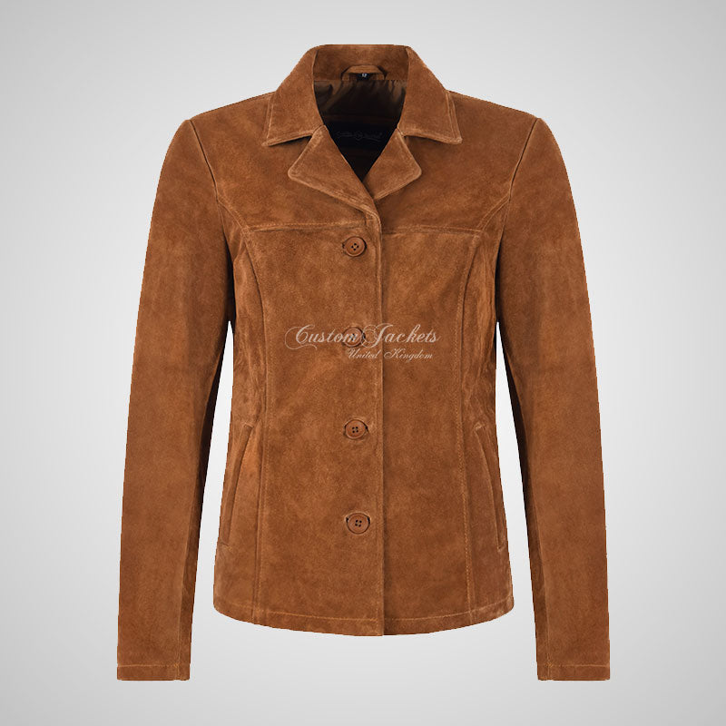 DAVONTE Women Suede Blazer Jacket