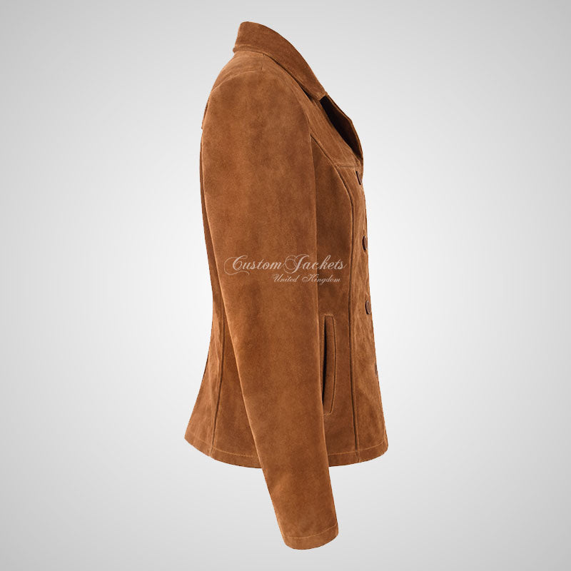 DAVONTE Women Suede Blazer Jacket