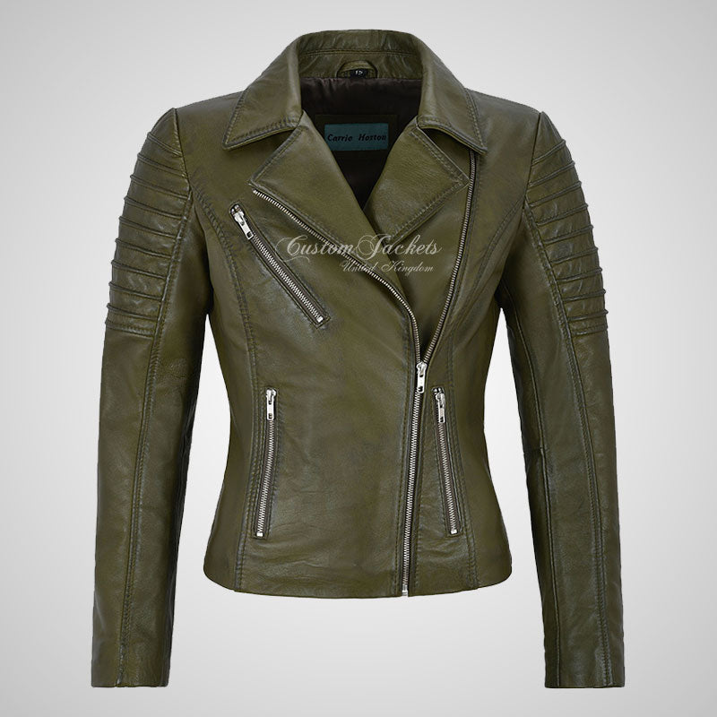 ROSETTA Ladies Biker Leather Jacket Soft Lambskin Napa Leather