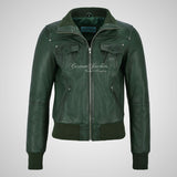 CORAL Ladies Fitted Bomber Leather Jacket Soft Lambskin Blouson