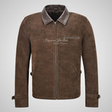 SALENTO Mens Suede Blouson Jacket Brown Calf Suede