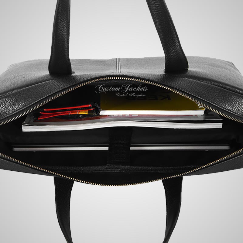 Laptop Bag Black Leather Briefcase Shoulder Messenger Bag