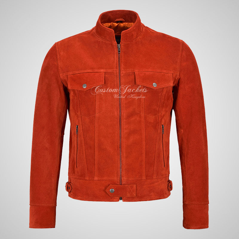 ROADSTRE Men's Suede Biker Jacket - Soft Calf Suede Leather
