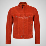 ROADSTRE Men's Suede Biker Jacket - Soft Calf Suede Leather