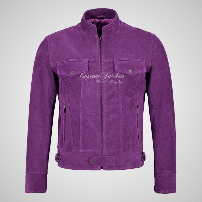 ROADSTRE Men's Suede Biker Jacket - Soft Calf Suede Leather