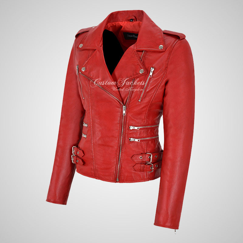 CATWALK Ladies Leather Biker Jacket Soft Lambskin Leather