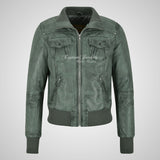 CORAL Ladies Fitted Bomber Leather Jacket Soft Lambskin Blouson