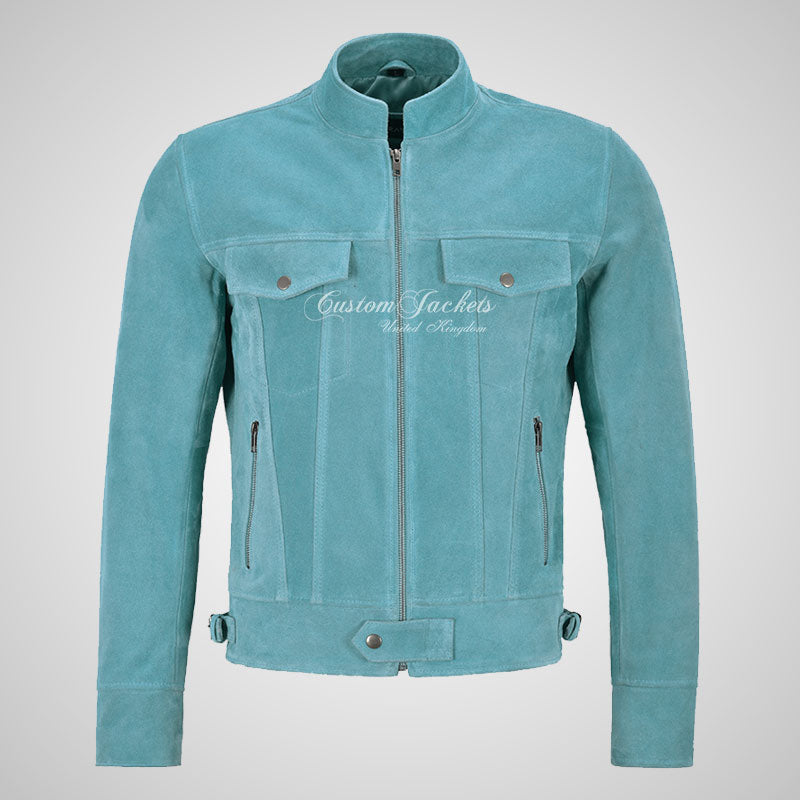 ROADSTRE Men's Suede Biker Jacket - Soft Calf Suede Leather