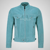 ROADSTRE Men's Suede Biker Jacket - Soft Calf Suede Leather
