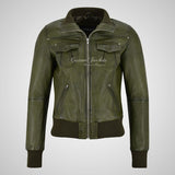 CORAL Ladies Fitted Bomber Leather Jacket Soft Lambskin Blouson