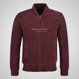 JACK Maroon Suede Bomber Jacket Varsity Jacket
