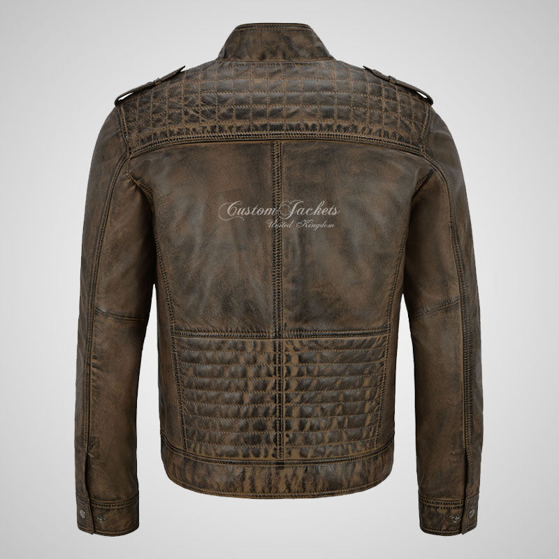 ROLF Mens Biker Style Leather Jacket Soft Lamb Napa Leather