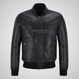 CLARINGTON MEN'S Perforated Leather Bomber Jacket
