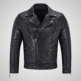 NOLEN Mens Leather Biker Jacket Soft Lambskin Napa Fitted Jacket