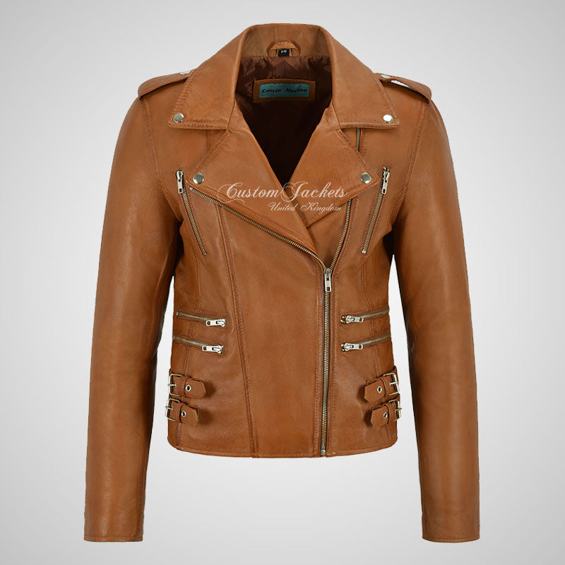 CATWALK Ladies Leather Biker Jacket Soft Lambskin Leather