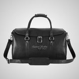 Black Leather Duffle Weekend Bag Travel Gym Luggage Bag Holdall