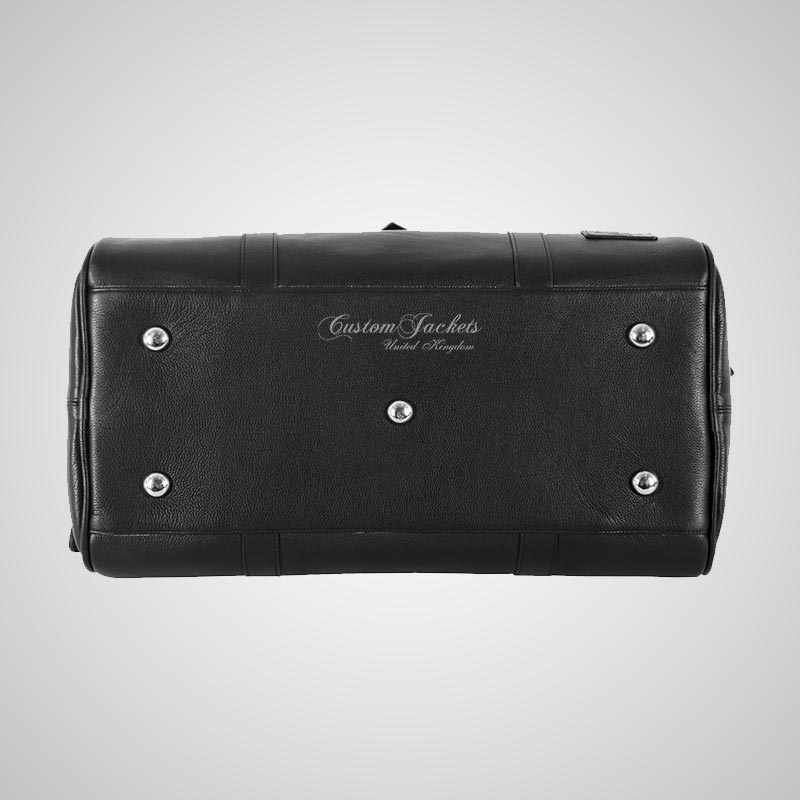 Black Leather Duffle Weekend Bag Travel Gym Luggage Bag Holdall