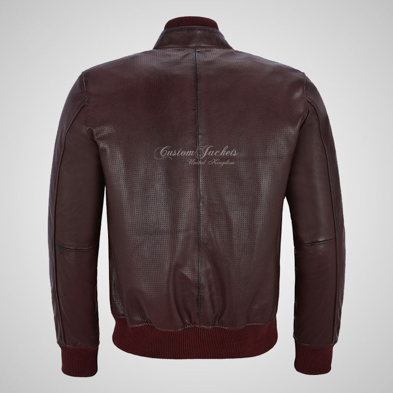 CLARINGTON Perforated Leather Bomber Jacket Soft Leather