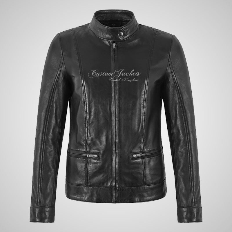 EMOTION Ladies Biker Leather Jacket Soft Real Leather