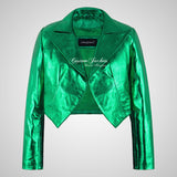LUISA Ladies Leather Bolero Jacket Shinny Foiled Leather Jackets