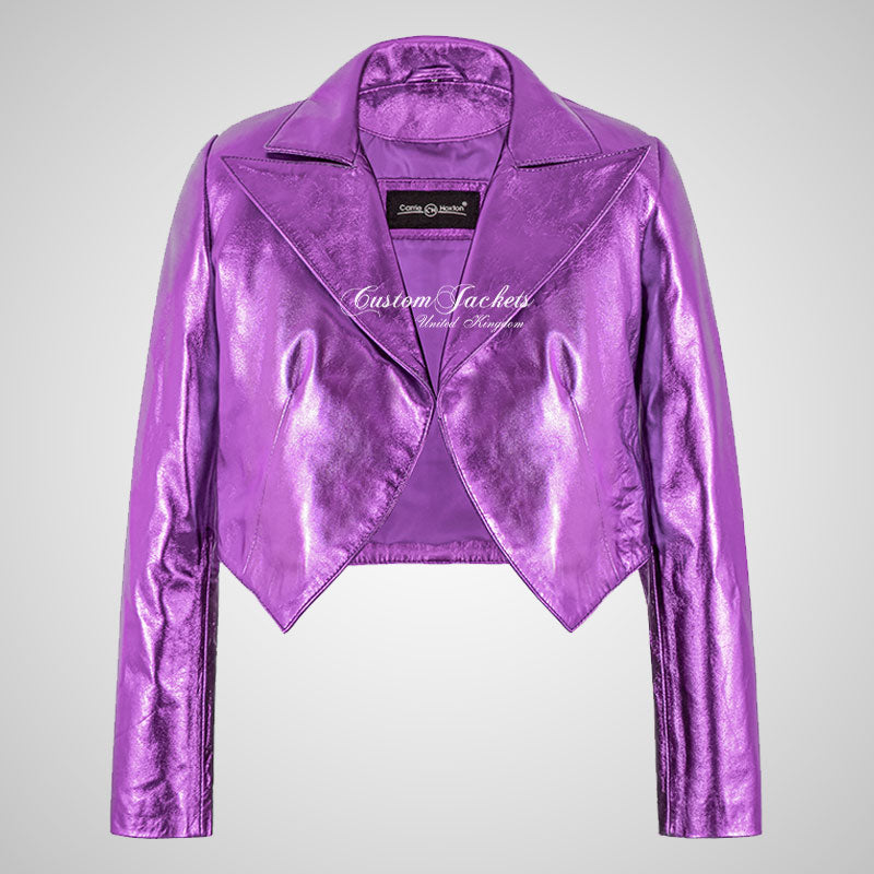 LUISA Ladies Leather Bolero Jacket Shinny Foiled Leather Jackets