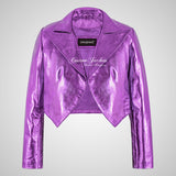 LUISA Ladies Leather Bolero Jacket Shinny Foiled Leather Jackets