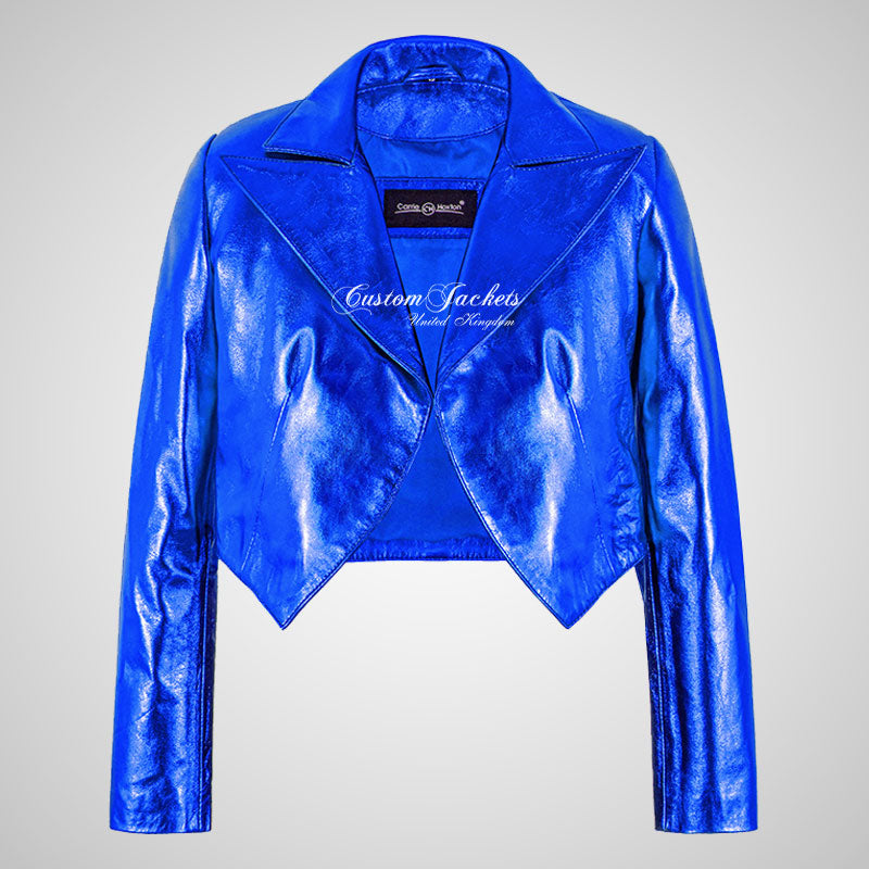 LUISA Ladies Leather Bolero Jacket Shinny Foiled Leather Jackets