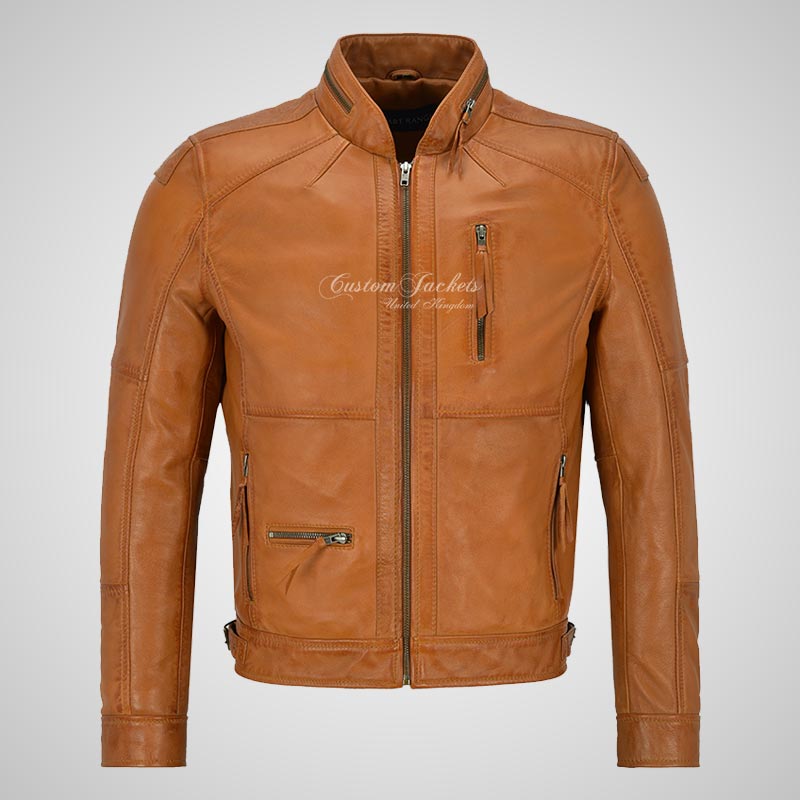 Fallowen Leather Biker Jacket For Mens