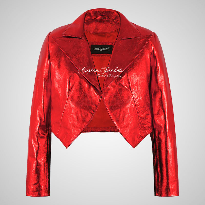 LUISA Ladies Leather Bolero Jacket Shinny Foiled Leather Jackets