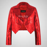 LUISA Ladies Leather Bolero Jacket Shinny Foiled Leather Jackets