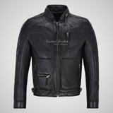 Fallowen Leather Biker Jacket For Mens