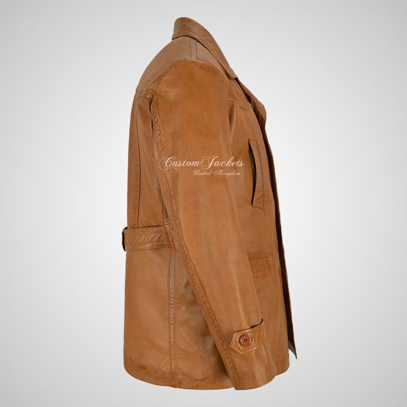 KRIEGSMARINE Mens Leather Pea Coat German Military Leather Jacket