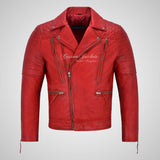 NOLEN Mens Leather Biker Jacket Soft Lambskin Napa Fitted Jacket