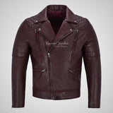 NOLEN Mens Leather Biker Jacket Soft Lambskin Napa Fitted Jacket