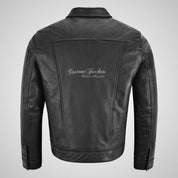 WEST Trucker Leather Jacket Cowhide Denim Biker Shirt Jacket