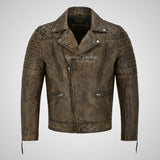 NOLEN Mens Leather Biker Jacket Soft Lambskin Napa Fitted Jacket