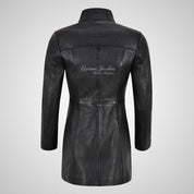 SYDNEY Ladies Black Leather Long Jacket