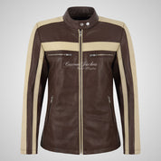 FRIDA Women’s Racer Style Bubble Leather Jacket