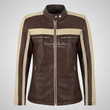 FRIDA Women’s Racer Style Bubble Leather Jacket