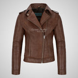 BRYNN Womens Leather Biker Jacket