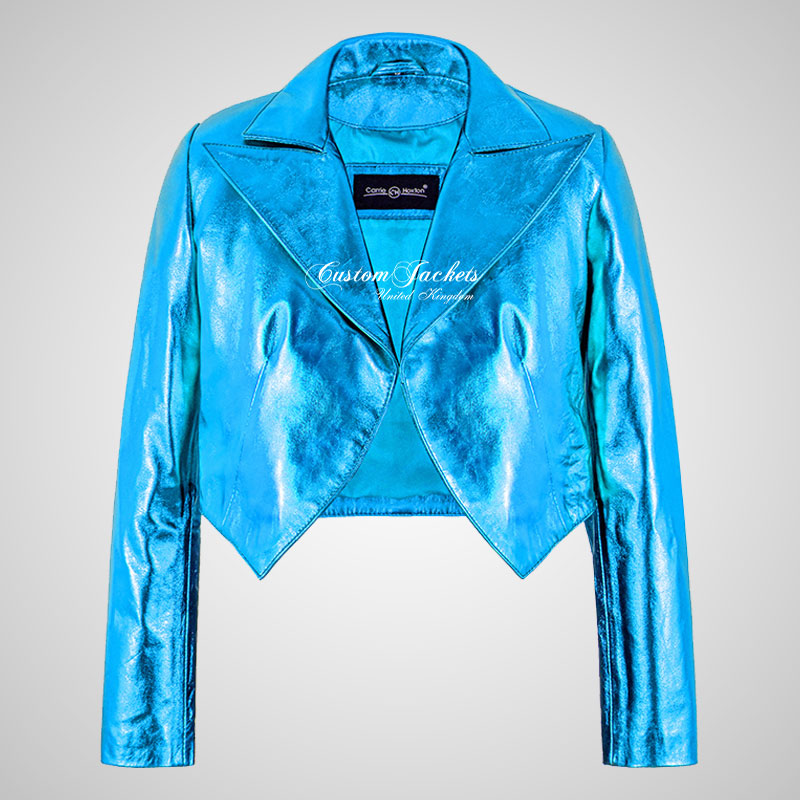 LUISA Ladies Leather Bolero Jacket Shinny Foiled Leather Jackets