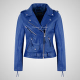 BRANDO Style Ladies Biker Leather Jacket Moto Leather Jacket