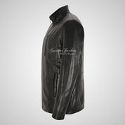 TURIN Black Leather Blouson Leather Jacket For Mens Soft Napa Leather