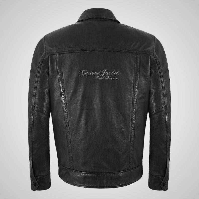 SHADOW Black Leather Blouson Jacket For Men's Soft Leather