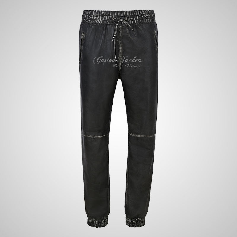 STRIDE Men's Leather Jogging Bottoms Leather Trousers