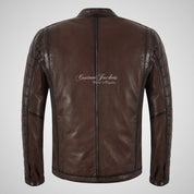 LUMOS Men's Biker Style Leather Jacket