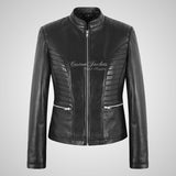 ALARA Ladies Biker Style Leather Jacket Soft Lamb Leather
