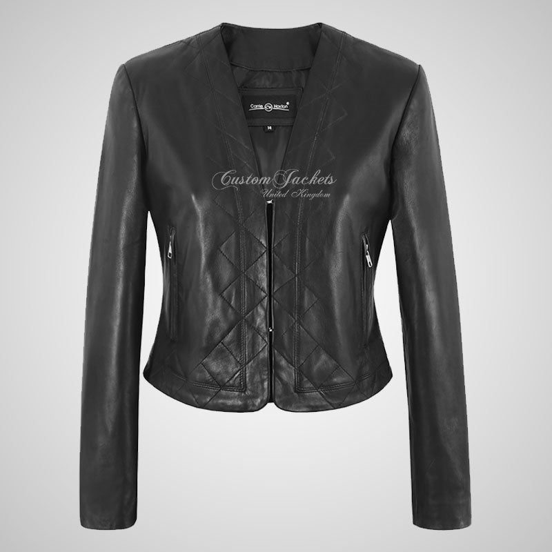 BOLERO Ladies Cropped Leather Jacket Casual Bolero Style Jacket